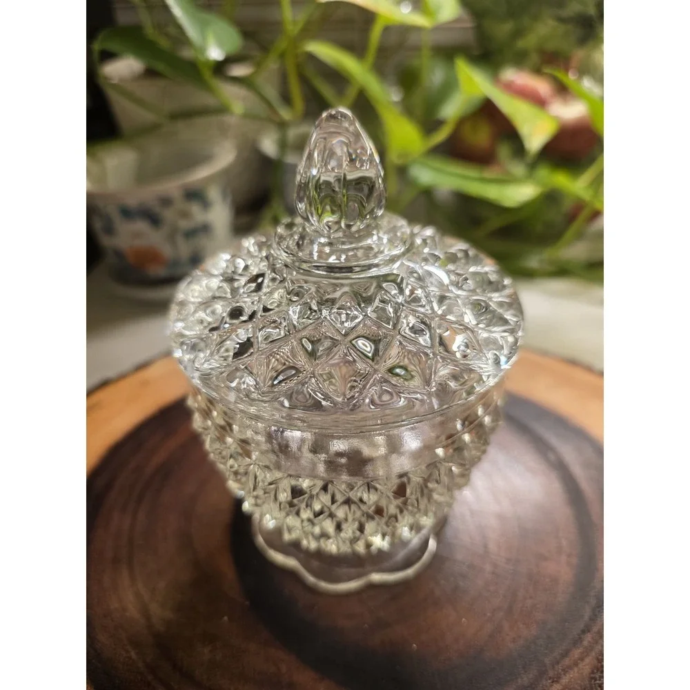 Vintage Anchor Hocking Wexford Sugar Bowl w/ Lid 1960s Pressed Glass
